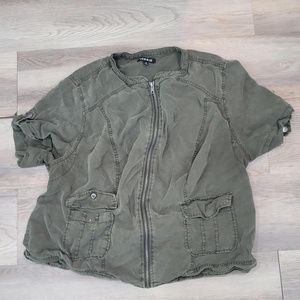 TORRID 2X Olive Green Short Sleeve Lightweight Jacket Women's Zip Up